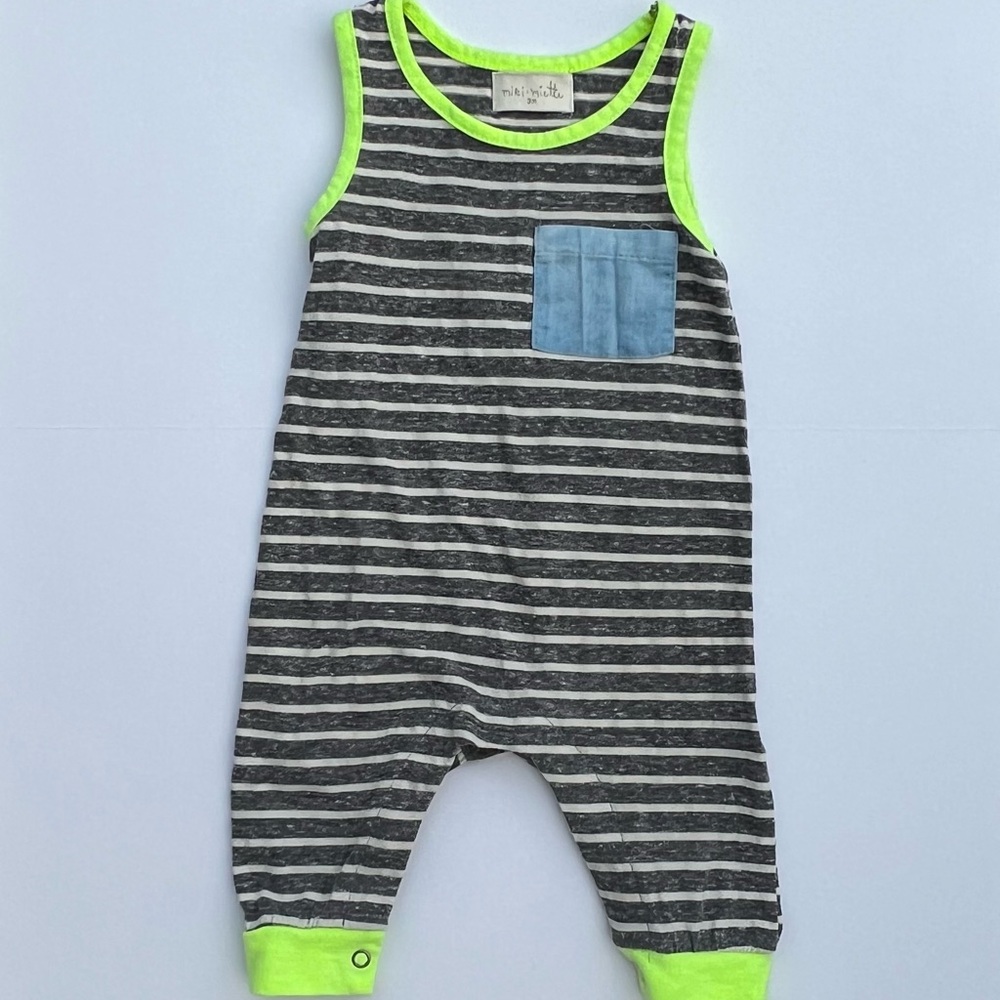 Miki Miette Striped Romper - 3 months
